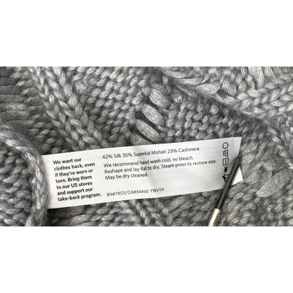 Eileen Fisher Cable Knit Cashmere Silk Mohair Sweater Short Slv Quiet Luxury S/M - Picture 7 of 8